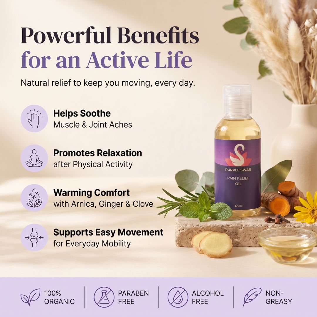 Pain Relief Oil for Back, Knee & Muscle Pain | Purple Swan