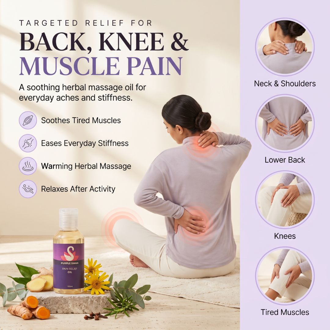 Pain Relief Oil for Back, Knee & Muscle Pain | Purple Swan