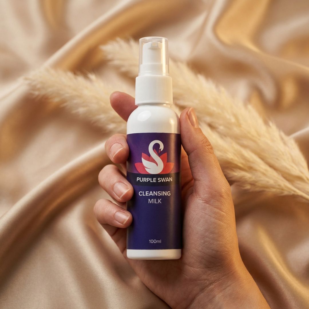 Purple Swan cleansing milk skincare spray bottle