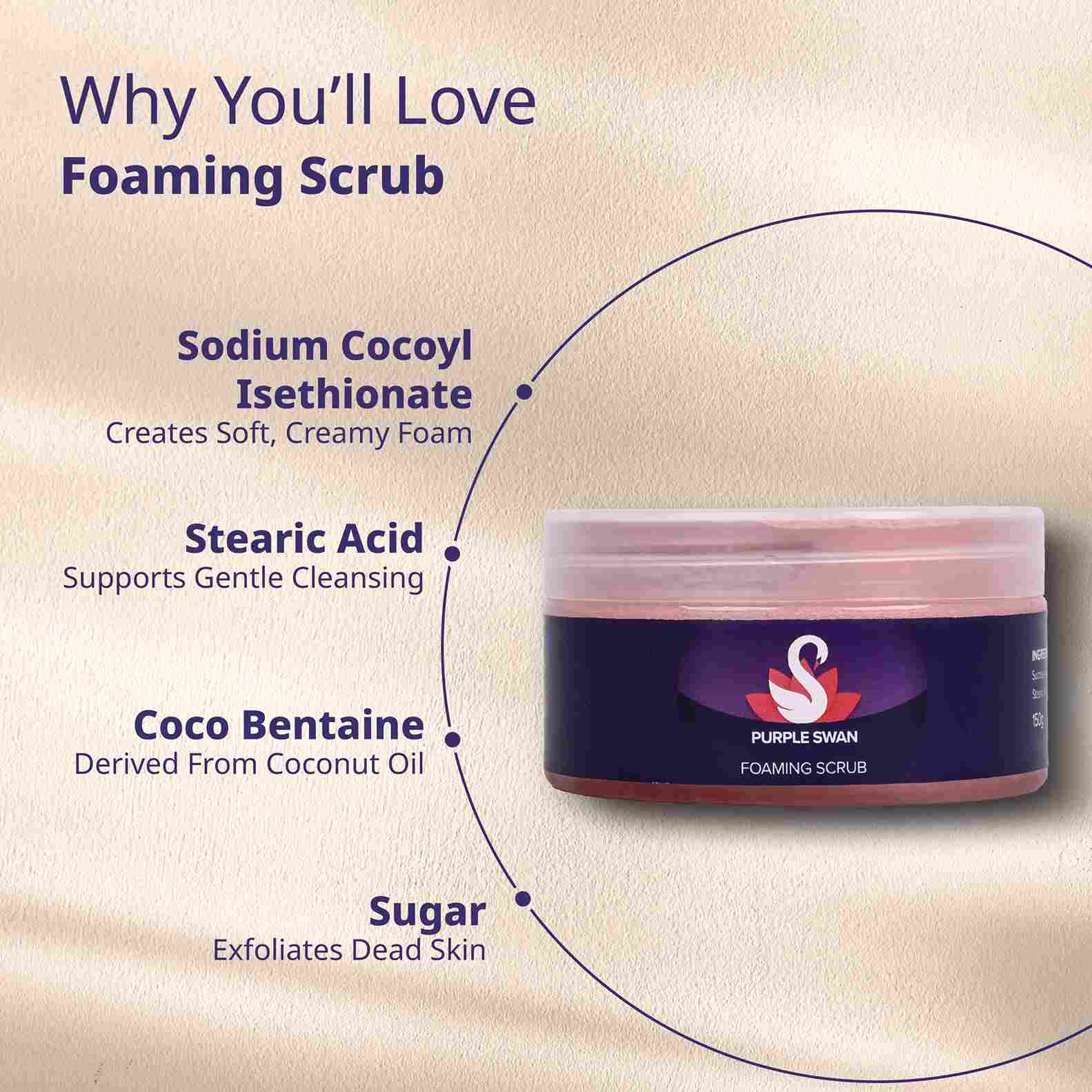 Purple Swan Foaming Scrub Why you Will Love it 