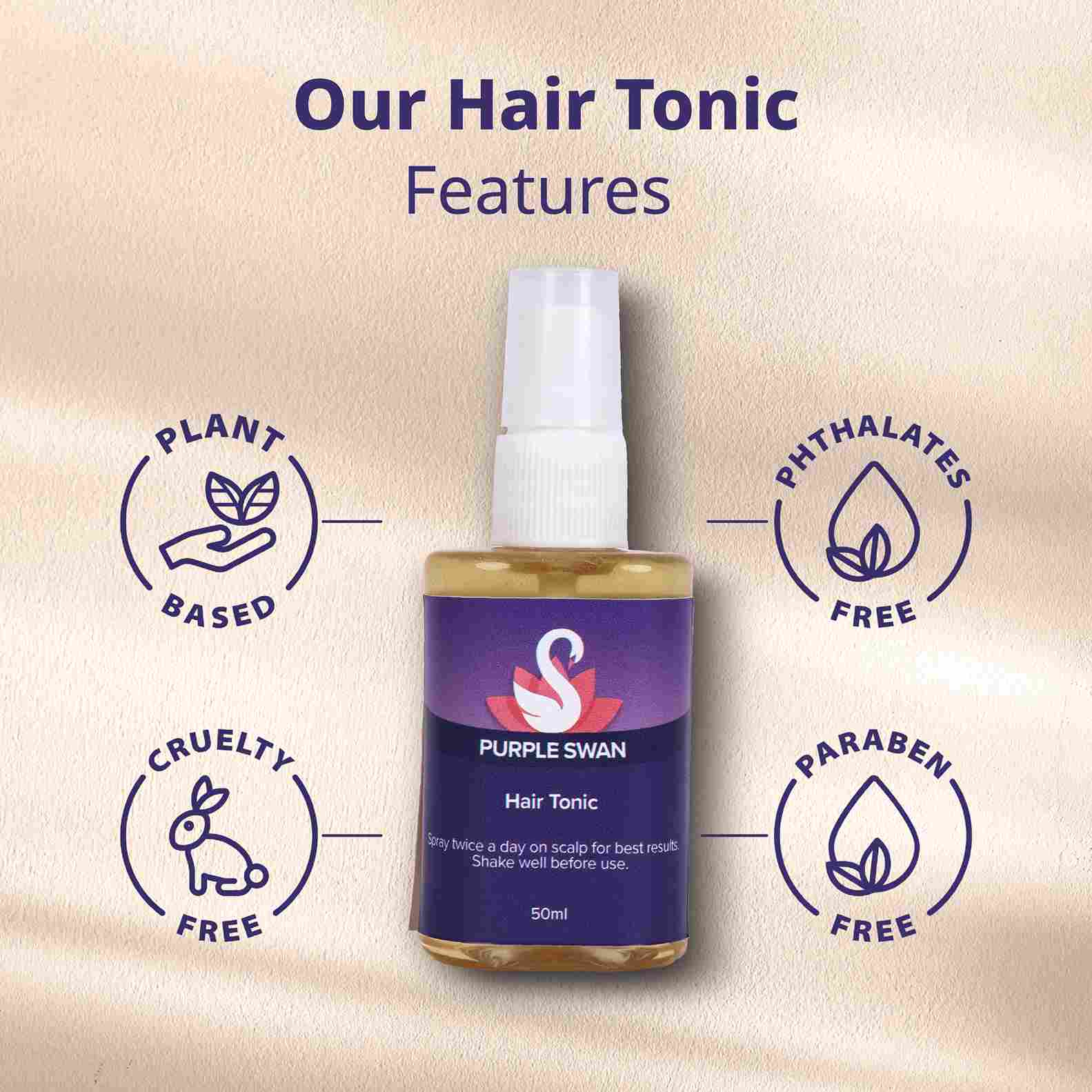 Purple Swan Hair Tonic Features