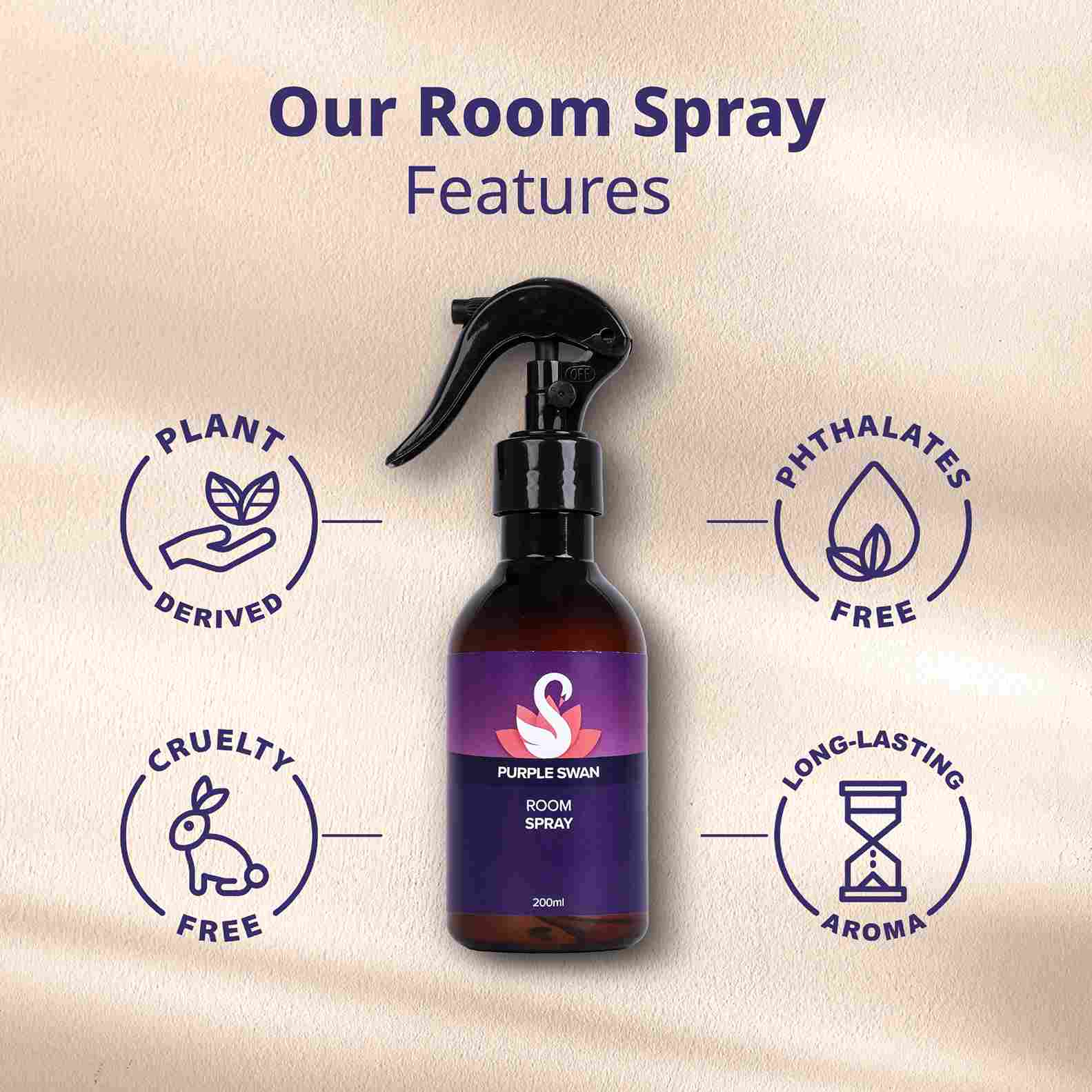 Purple swanRoom Spray Features